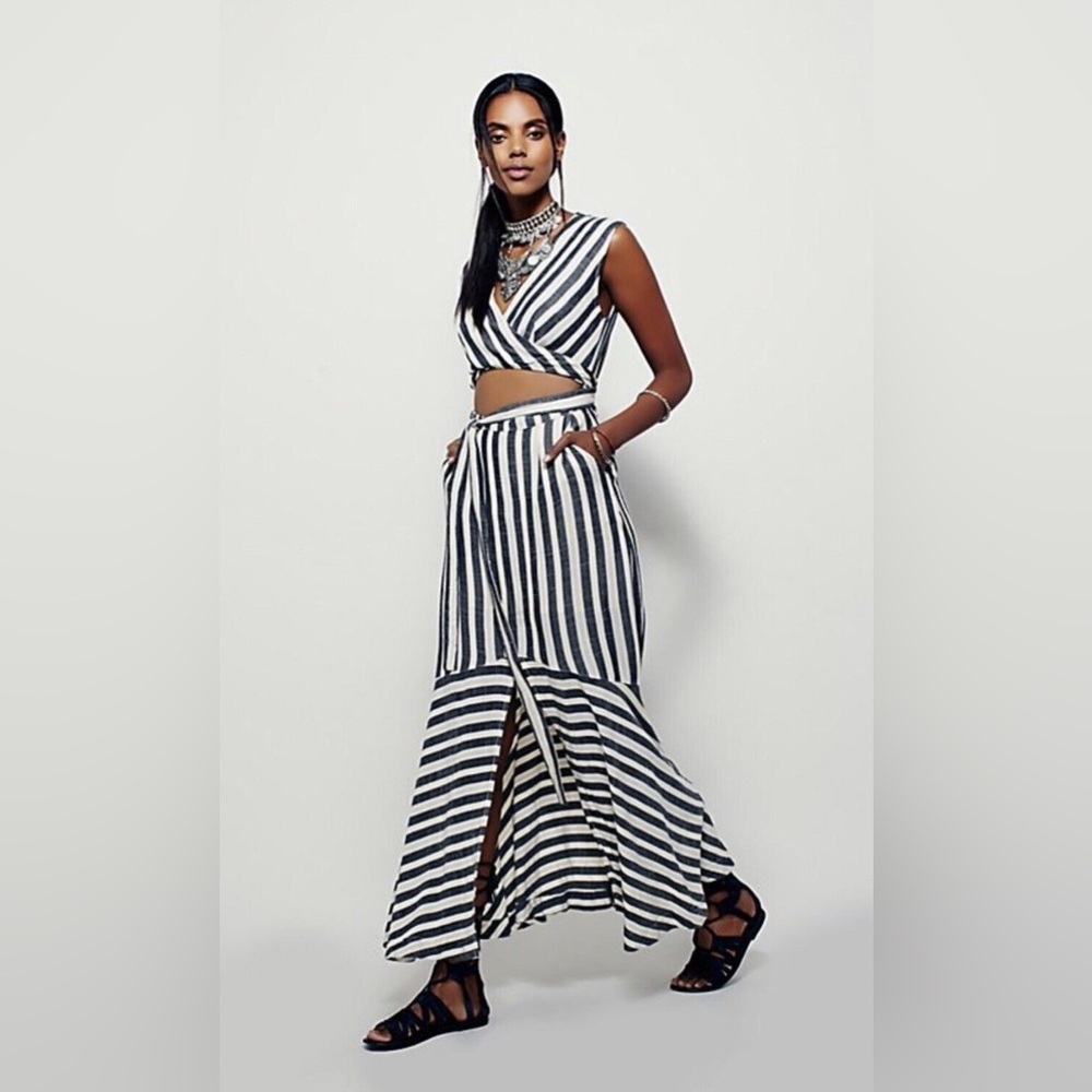 Free People LA Babe Stripe Midi Dress NWT